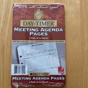 Day-Timer Meeting Agenda Pages Desk Size Loose-Leaf 5 1/2 x 8 1/2 Model 87222